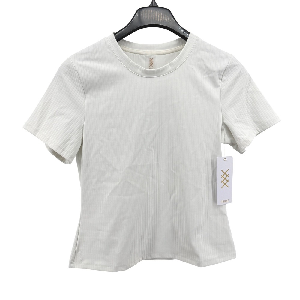 NEW Rhone Modern Ribbed Tee Womens XL Short Sleeve Snow White Activewear T-Shirt